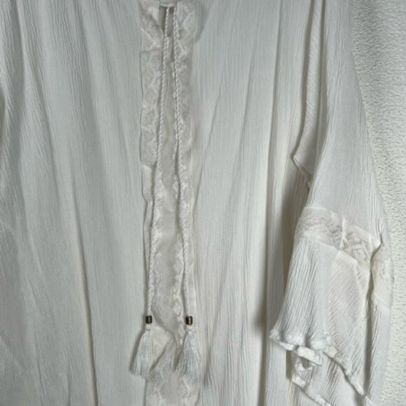 Carolyn Taylor Women’s Lace-detailed Blouse, 3/4 Bell Sleeves Plus Size 3X - Picture 3 of 7